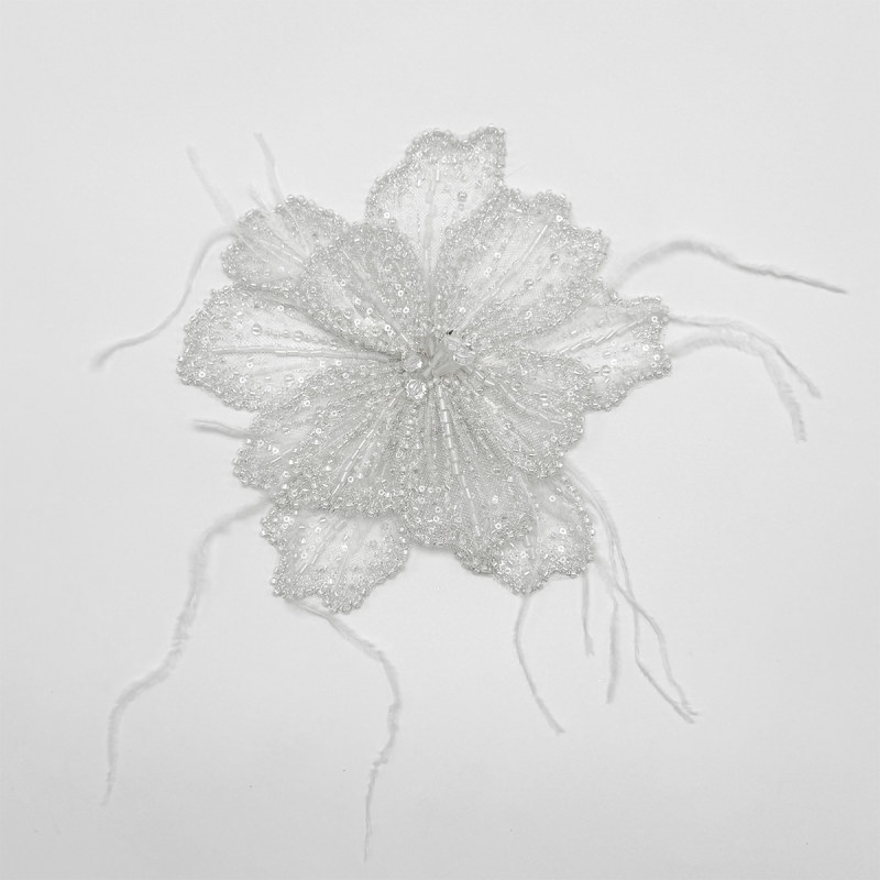 GCW-2410620-66 Beaded Flower Lace Applique for Bridal Wedding Dresses